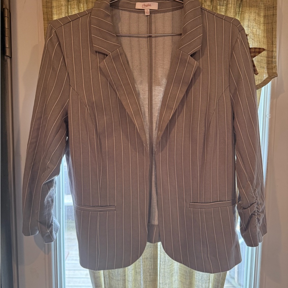 Candie's Pinstriped Knit Blazer Large NWT